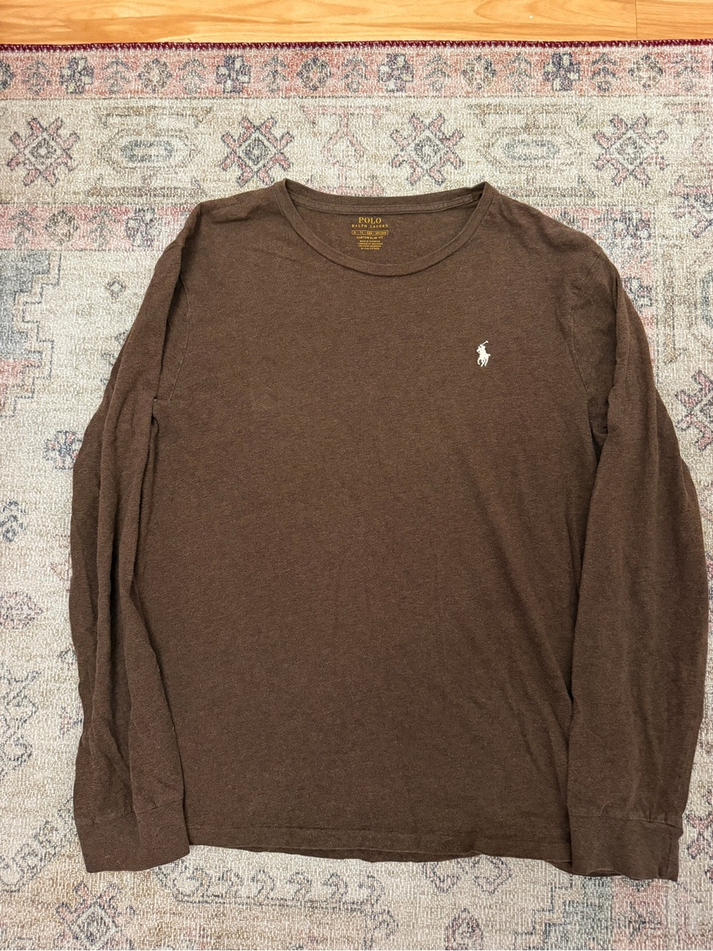 Polo by Ralph Lauren Brown Long Sleeve Crewneck with White Pony Logo